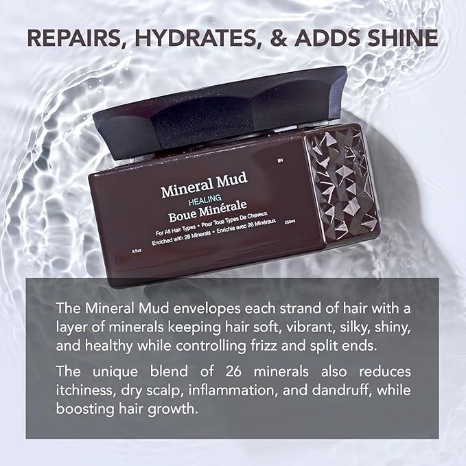 Saphira Mineral Mud Hair Mask, Deep Healing Hair Treatment for Dry, Damaged, Bleached, Color-Treated Hair and Scalp, Sulfate-Free, Paraben-Free, Repairs, Hydrates and Adds Shine, 8.5 Ounce