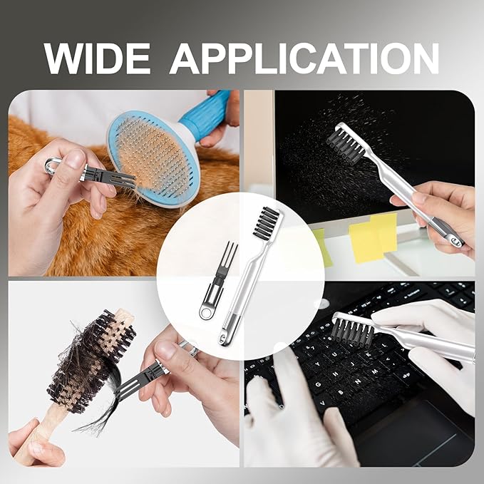 Hair Brush Comb Cleaning Tool Comb,2-in-1 Hair Brush Cleaner Tool, Portable Remover Rake for Removing Hair Dust, Home and Salon Use(White)