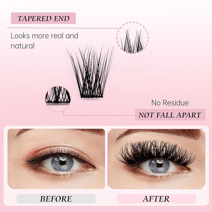 DIY Lash Clusters Kit Lash Extension Kit, 700pcs,40D&50D&60D, 9-16mm, D Curl, Natural Volume Lash Extensions Wispy Eyelash Clusters Individual Lashes Kit, 12#Black
