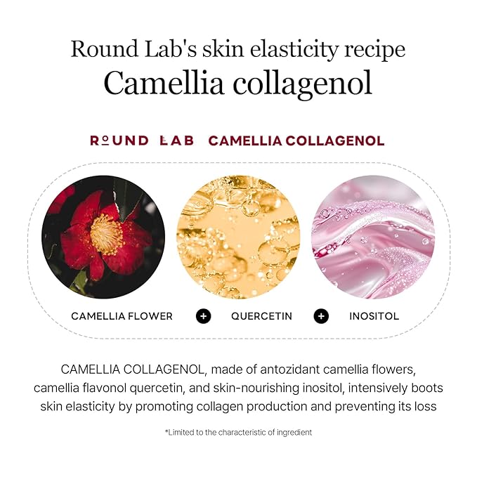 ROUND LAB Camellia Deep Collagen V Lifting Gel Mask 4ea | Double-chin Turkey Neck Instant Face Lifting Mask, Cooling and Depuffing Face Toning Belt, Firming Sagging Skin, Korean Skin Care, 10g/0.35oz