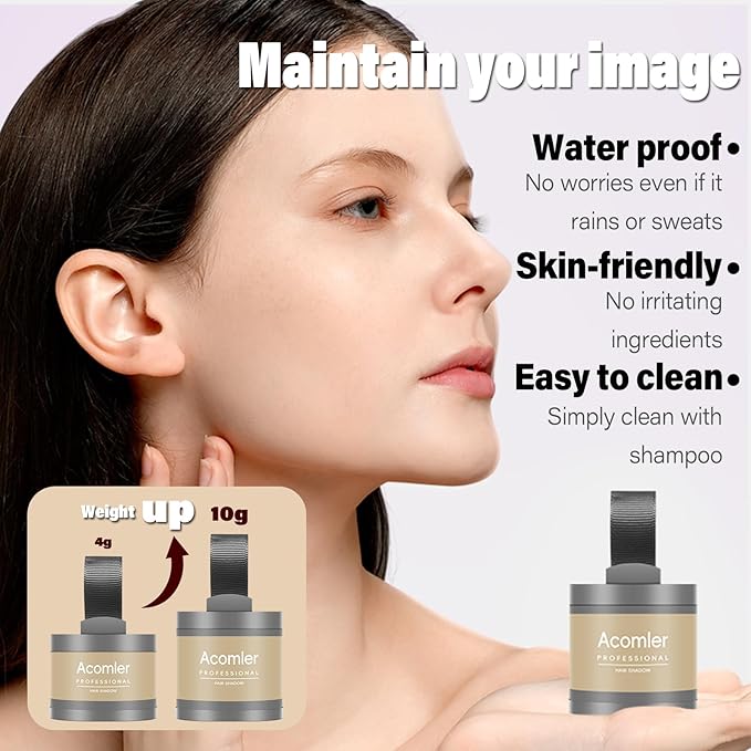 Acomler Instantly Root Cover Up Hairline Shadow Powder, 0.35 Ounce Root Touch Up Hair Color, Grey Hair Coverage Hair Fibers, Hair Powder for Women with Eyebrows, Beard Line, Bald Spots (Medium Blonde)