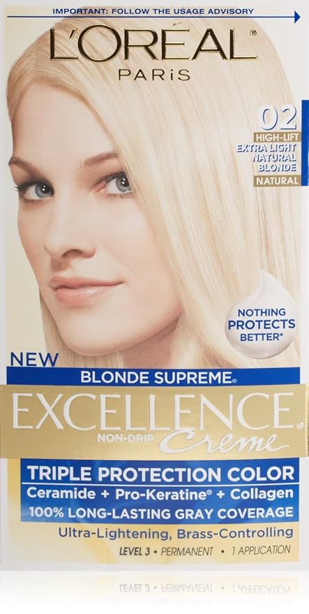 L’Oreal ParisExcellence Blonde Supreme Triple Protection Color Creme, Extra Light Natural Blonde, High Lift 02 (Pack of 3)