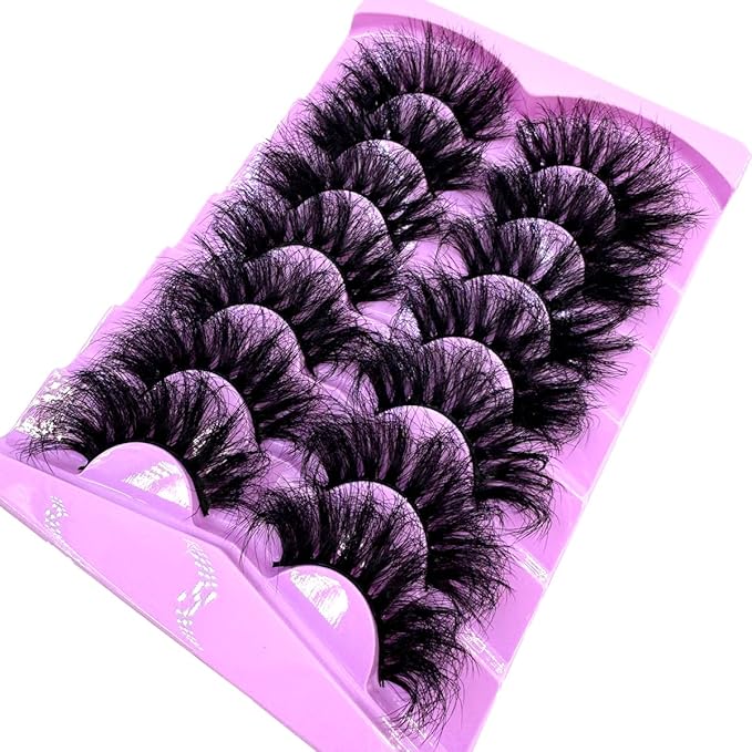 HBZGTLAD Mink Lashes Fluffy False Eyelashes 25mm Dramatic Faux Mink Eyelashes Natural Look Cat Eye Volume Eye Lashes Multipack (LD36)