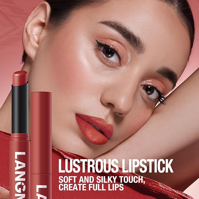 Jolilab 2Pcs Velvet Matte Lipstick Nude Matte Soft Dark Color Stick High Pigmented Long-Lasting Waterproof Lip Stick Lip Balm Beauty Cosmetics Gift for Girls and Women（03#+04#