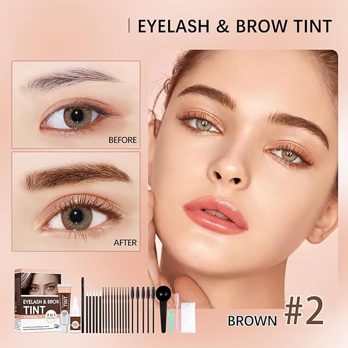 25-piece set Lash Color Kit,Professional Lash & Brow Coloring Kit, Lasting for 4-6 Weeks DIY Hair Color for Home(Brown)