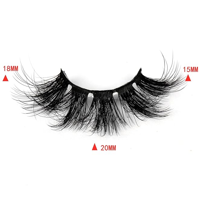 Pooplunch False Eyelashes Round Eye Lashes Dramatic 20MM Long Sexy Fluffy Volume 8D Faux Mink Fake Eyelash Strips 7 Pairs Pack