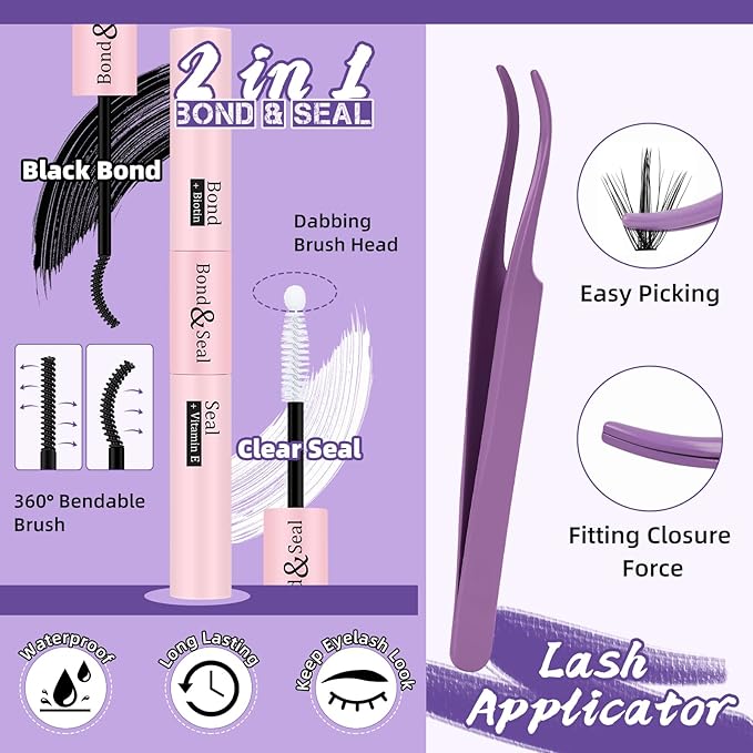 B&Qaugen Lash Extension Kit for Beginners Eyelash Extension Kit Manga Lash Clusters Set 280 PCS Individual Eyelashes Set Volume 30D Soft D Curl Eye Extension Eyelashes(Manga-30D-D-9-16MIX)