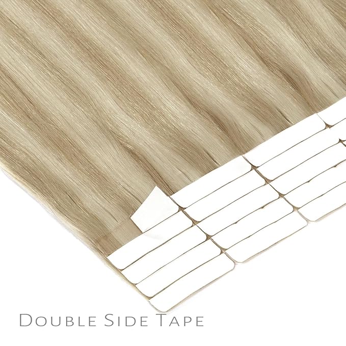 Lacer Tape in Hair Extensions Human Hair Highlight Ash Blonde to Light Blonde Color Seamless PU Skin Weft 100% Real Virgin Hair Double Side Tape in Extensions 50g 20pcs/set 14 Inch