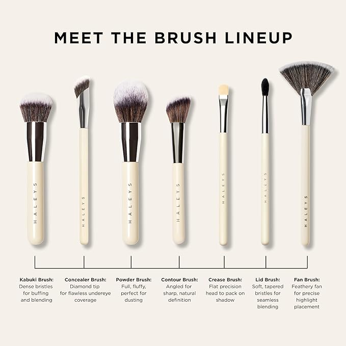 HALEYS Kabuki Makeup Brush – Soft, Dense Vegan Makeup Brush for Liquid, Cream & Powder Foundation, Seamless Blending, Airbrush Finish, Dermatologist-Tested, Cruelty-Free Face Brush