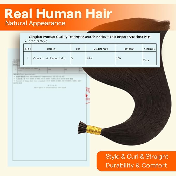 Full Shine I Tip Hair Extensions Human Hair 22 Inch Darkest Brown 40 Grams Itip Human Hair Extensions Straight Natural Remy Hair for Women add Length Cold Fusion