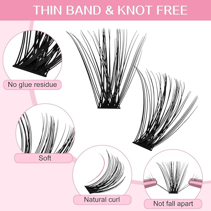 280 Pcs Individual Lashes 30D+40D Mixed Lash Clusters 14 Rows Cluster Lashes that Look Like Eyelash Extensions DIY Lash Extension Self Application At Home (30+40-D-14-20mix)