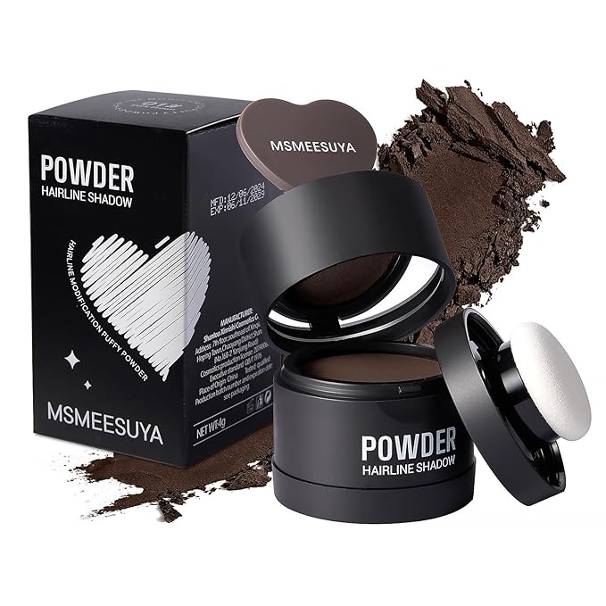 Hairline Powder Instantly, Fill In Fine or Root Touch up powder,Thinning Hair Instantly Thicker Touch Up for Windproof&Sweatproof, Darkroot touch up for Men & Women (DARK BROWN丨0.14Ounce)