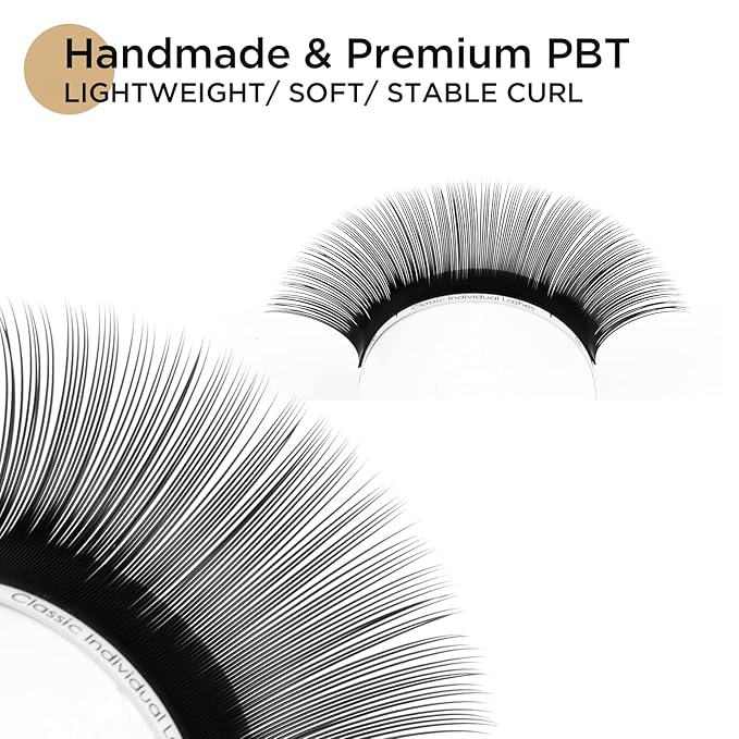 LASHVIEW 0.20 Thickness Eyelash Extensions C Curl 9mm Silk Mink Fake Natural Thick Lashes Individual Semi-Permanent Eyelashes Silk lashes (Salon Use)