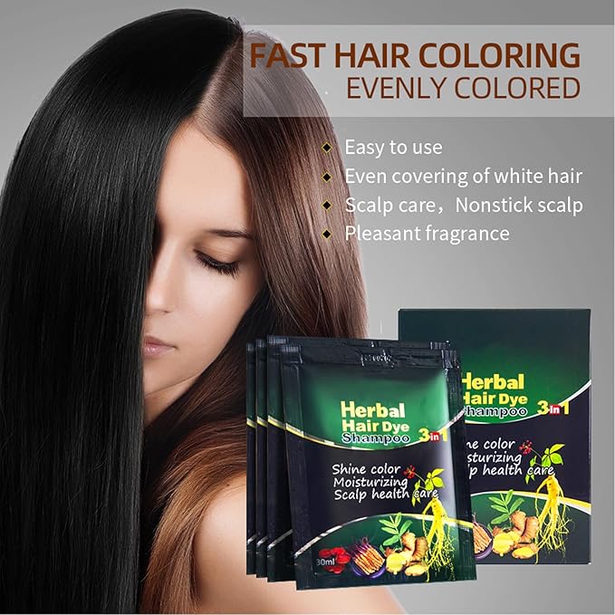 Wine Red Hair Dye Shampoo 3 in 1 for Women/Men Hair Color, Herbal Natural Dye Cover Gray Grey Coverage Permanent Instant | Easy to Use | Travel Size (Wine Red)