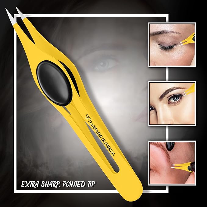 Professional Eyebrow Tweezers Pointed Tip Stainless Steel 2,3xPcs Set, Non-Slip Grip Point Tip Tweezers for Facial Hair, Plucking Removing Ingrown Hairs, Tweezer for Women Men