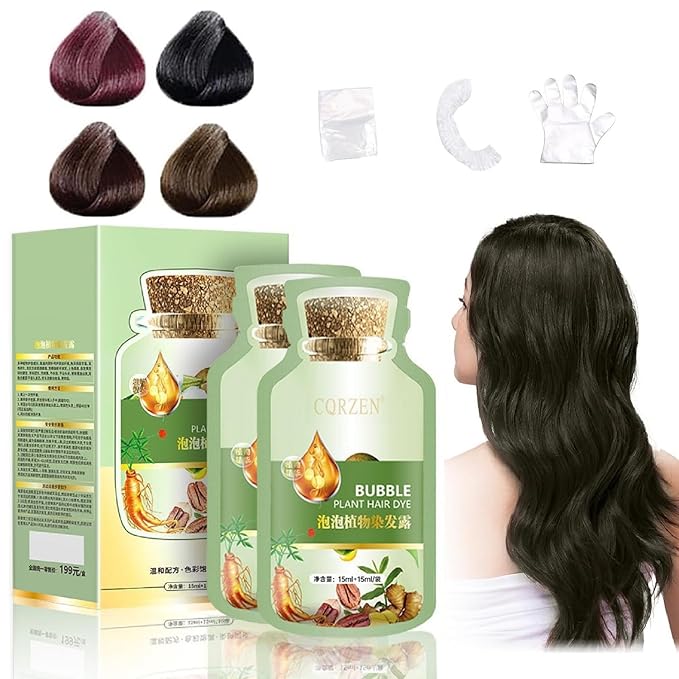 HUANG YI Bubble Plant Hair Dye,Natural Plant Hair Dye, Black Teal New Botanical Bubble Hair Dye 15ml 15packs/Box.(Black Teal)