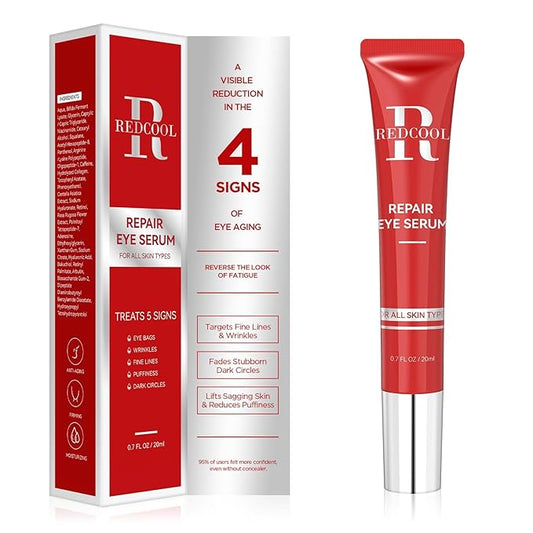Caffeine & Retinol Under Eye Serum – Dermatologist-Tested, Fast Absorbing, Correction for Puffy Eye Bags Fine Lines Dark Circles Wrinkles While Providing Moisturizing Care 0.7 Oz