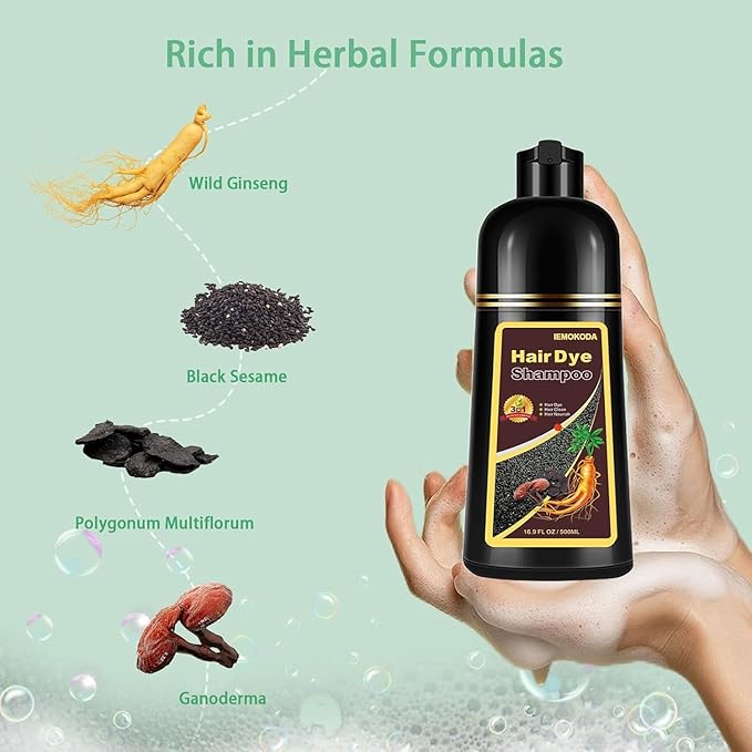 Fvquhvo Black Hair Dye for Gray Hair, Instant Hair Dye Shampoo, Hair Color Shampoo for Women Men, Lasting Shampoo Hair Dye & Black Hair Shampoo, Shampoo Para Canas, Champu Para Canas 16.90 Fl Oz