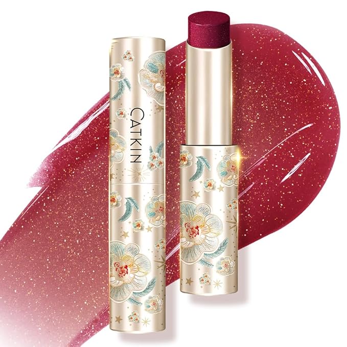 CATKIN Glossy Lip Balm Ultra Hydating Glow Lip Tinted Jelly Plumping Melting Balm Shea Butter Repair Soothing For Dry Lips 0.12 oz C10 HIBISCUS
