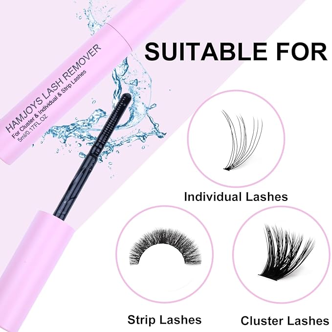 Cluster Lash Glue Remover Quick-Dissolving False Eyelash Remover for Easy Removing Lash Bond and Seal Safe Formula Lash Extension Clusters Remover 5ml Cluster Eyelash Extensions Remover