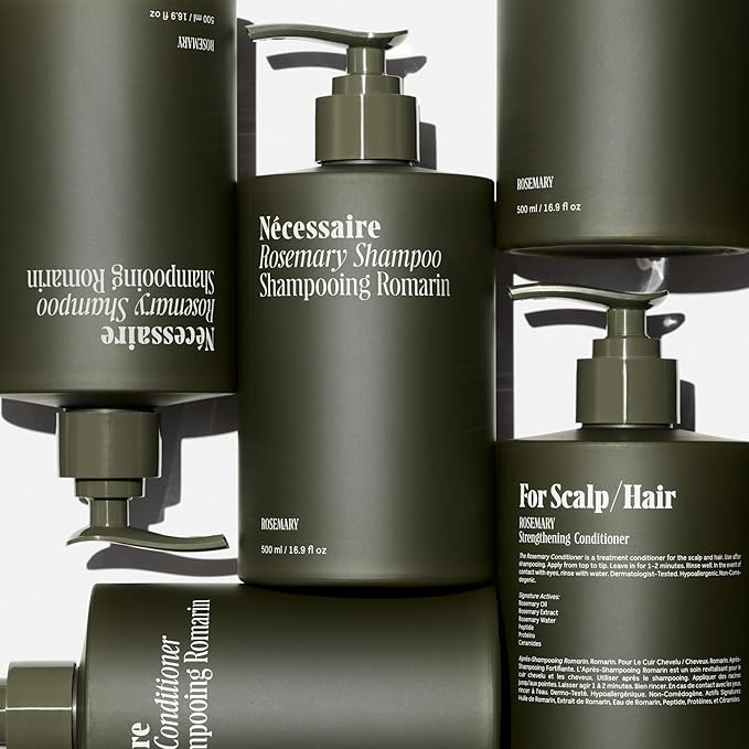 Nécessaire Rosemary Hair Duo - Shampoo and Conditioner Set for Women + Men. Rosemary Oil + Proteins For Stronger Hair. 500 ml / 16.9 fl oz