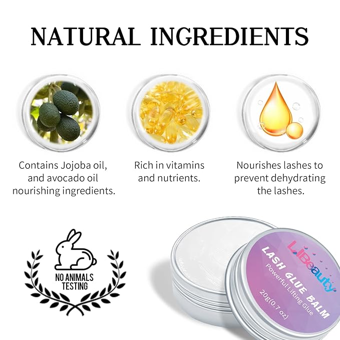 Libeauty Lash Glue Balm Lash Lift Adhesive 0.71Oz/20G Strong Sticky Fruit Flavor Eyelash & Eyebrow Perm Glue Balm for Long Lasting Individual Brow Lamination Gel
