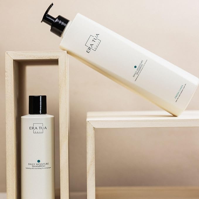 Fresh Linen Daily Moisture Shampoo| Dutch Made & Formulated Moisture Repairing Shampoo for Dry and Damaged Hair | Scent of Bergamot, Jasmine & Rose |750 ml