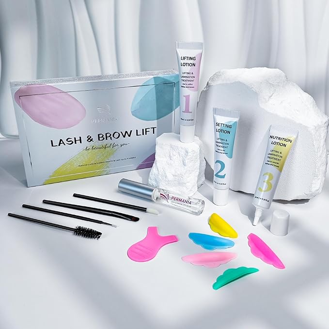 PERMANIA Lash Lift Kit, Tube Design Easy to Apply Brow Lamination Kit, for Natural Results Instant Lifting & Curling with Detailed Instruction (with Liquid Glue)