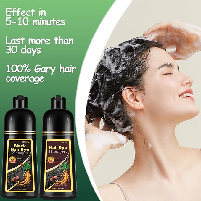 Dark Brown Hair Dye Shampoo, Hair Dye Shampoo 3 in 1, Brown Hair Dye for Men Women Colors in Minutes, 100% Gray Coverage, Instant Hair Dye for All Hair Types 16.9 Fl Oz (Dark brown)