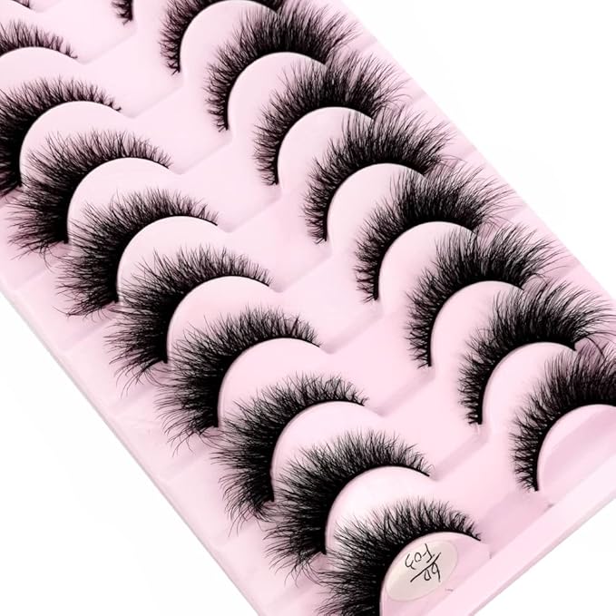 HBZGTLAD New 10 Pairs 3D Mink Lashes False Eyelashes Handmade Wispy Fluffy Long Lashes Natural Eye Makeup Tools Eye Lashes(6DF03)
