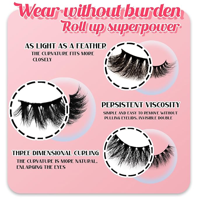False Eyelashes Wispy Lashes Natural Look Fake Eyelashes Cat Eye Lashes Mink Fluffy Strip False Lashes Fox Eye Lashes Pack 14 Pairs