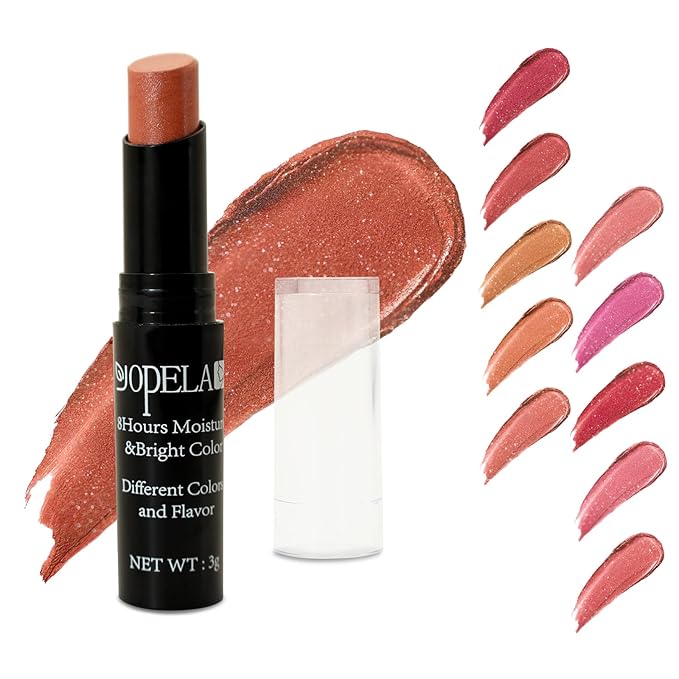 Yopela 10 Pack Tinted Lip Balm With Glitter Powder Stocking Stuffers Tinted Chapstick - Moisturizing Lip Balm with Shimmer - Lipstick Set - Assorted Colors and Favors Valentine's Gift