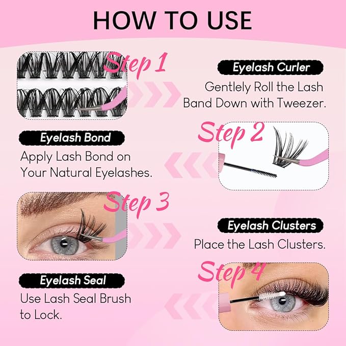 Natural Lash Clusters Kit Wispy Eyelash Clusters 120 pcs Cluster Eyelash Extensions C Curl Individual Lashes 10-16 mm Mix Length Natural Look (50D KIT 120 Pcs)
