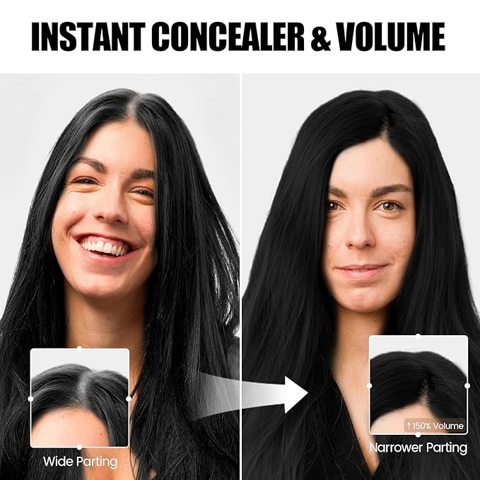 VOLLUCK Hair Thickening Fibers Spray, Temporary Colored Hair Thickener for Root Touch Up Spray, Grey Coverage Root Concealer for Women & Men, | Volumizing & Thickening | Dark Brown