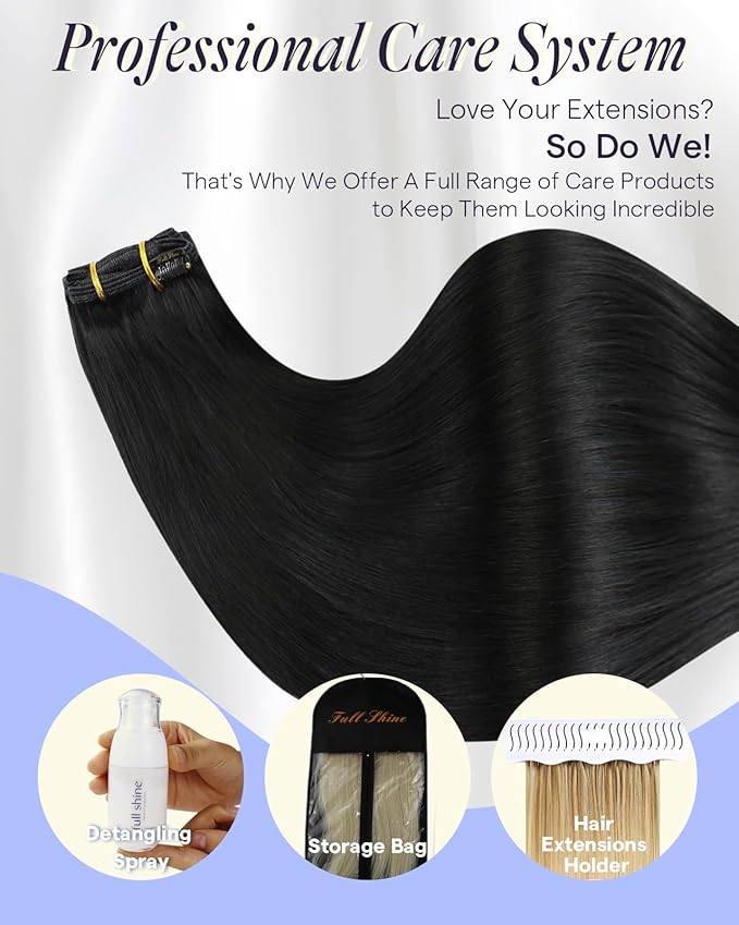 Full Shine Thick Hair Extensions Clip ins 26 Inch 180 G Long Black Hair Extensions Black Extensions Clip in for All Over 7 Pcs