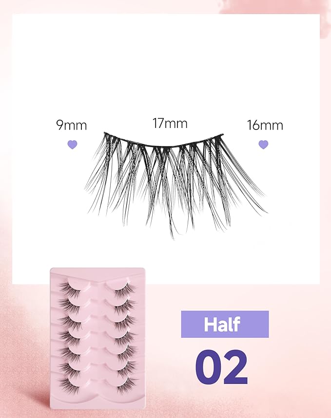 Half Lashes Natural Half Eyelashes Cat Eye Corner Lashes Narutal Look Wispy Lashes False Half Lashes 3/4 Lashes End Lashes Half-02