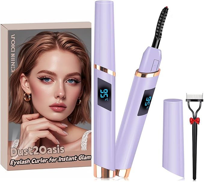 Heated Eyelash Curlers, Electric Eyelash Curlers, Rechargeable Lash Curler with Eyelash Comb for Makeup Natural Curling Eye Lashes and 24 Hours Long Lasting - Purple 2024 Updated Model B