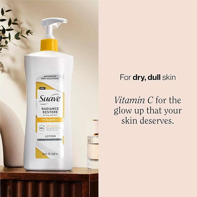 Suave Soothing Hydration Hand & Body Lotion With Aloe Vera Refreshes Dry Skin, Fast Absorbing, Intensive Moisturizing Cream For Women, Non Greasy, Allergen Free, 28 FL OZ, 4 Pack