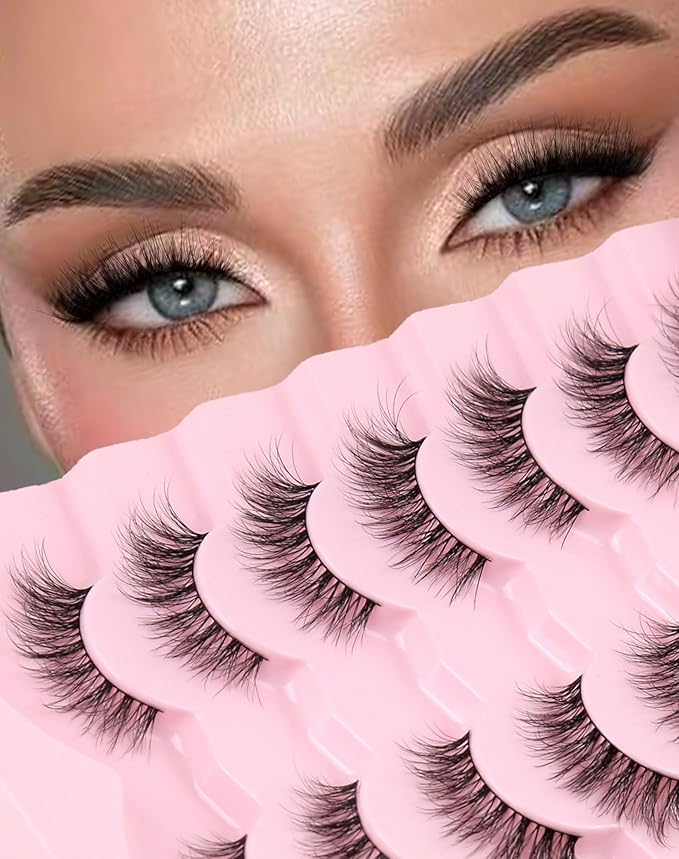 Onlyall False Lashes Natural Look False Eyelashes Natural Lashes Wispy Eyelashes Fake Eyelashes Strip Lashes Fake Lashes 14mm Lashes D37