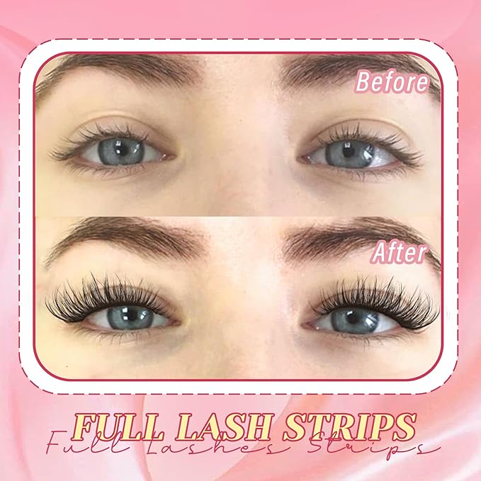 Ahrikiss Lashes Wispy False Eyelashes Natural Look Cat Eye Lashes 8 Pairs Faux Mink Lashes Fluffy Fake Eyelashes Lightweight Soft Strip Lashes (Ethereal Only)