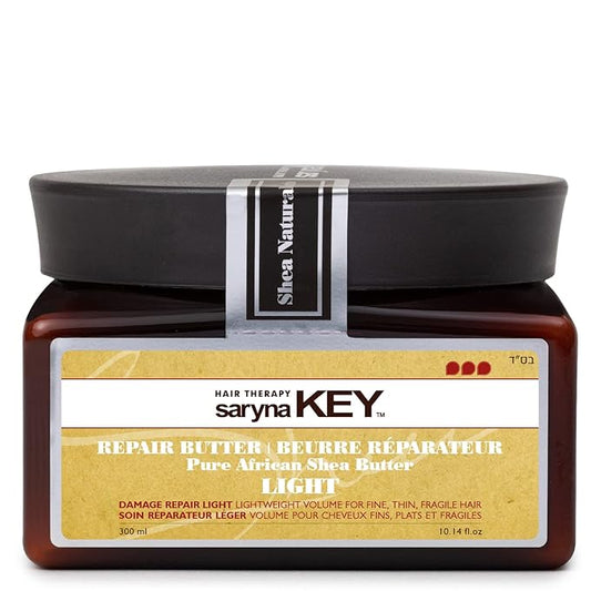 Saryna Key Light Damage Repair Treatment Butter Mask - African Shea Butter for Dry Hair Treatment - Rejuvenating Butter Moisturizer with Natural Keratin and Vitamins A, E, F(300ml/10.14oz)
