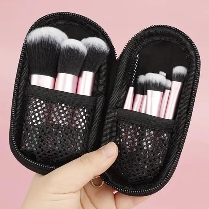 16pc Beginner Mineral Makeup STARTER KIT with 10 BRUSH SET (5gm) Sample Size Foundation, Primer, Blush, Bronzer, Setting Powder for Learning, Occasional Use,First Time Users, Travel Size Kit (Beige)