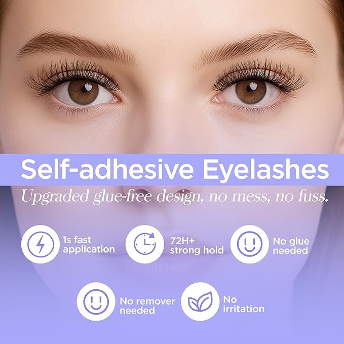 Self Adhesive Lashes 100pcs Natural Self Adhesive Eyelash Clusters Pre glued Lash Clusters No Glue Needed Lashes Wispy D+curly Cluster Eyelash extensions(R03)
