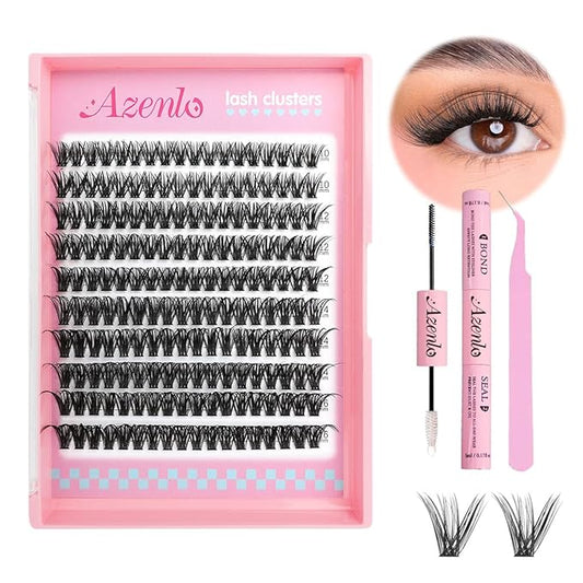 Natural Lash Clusters Kit Wispy Eyelash Clusters 120 pcs Cluster Eyelash Extensions C Curl Individual Lashes 10-16 mm Mix Length Natural Look (60D KIT 120 Pcs)