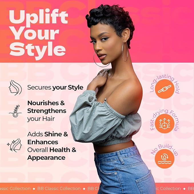 Bronner Bros Pump It Up Styling Spritz Gold 80% – Fast-Dry Hair Spray Extra Hold with Vitamin B5 & Silk Protein - Maximum Hold Finishing Spritz Hairspray, Adds Shine, Nourishes, No Build-up - 8oz