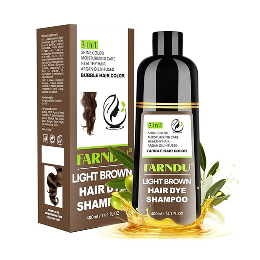 Light Brown Hair Dye Shampoo for Gray Coverage, 3 IN 1 Color Shampoo for Women and Men