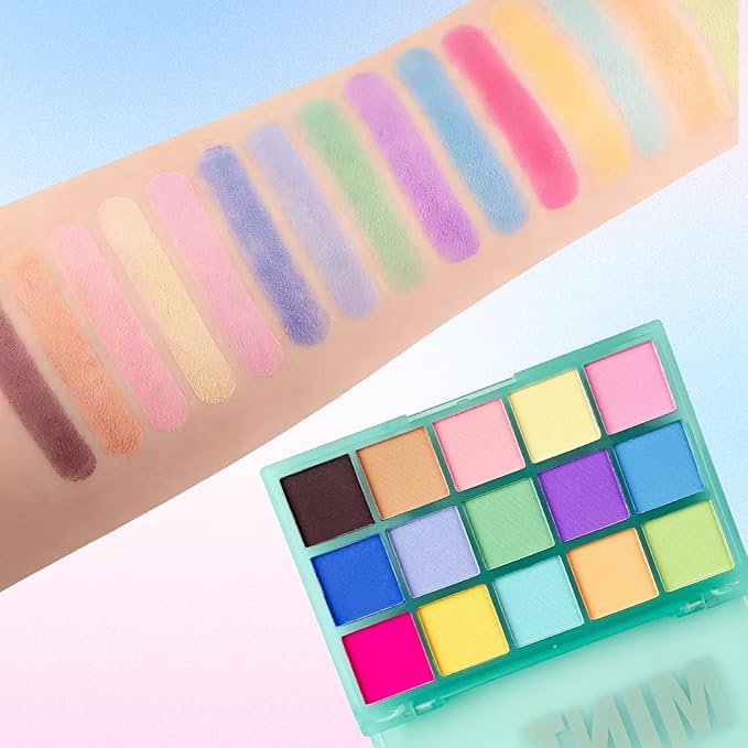 K'APEINE Colorful Eyeshadow Palette, 15 Colors Eyeshadows Neon Matte Eye Shadow Candy Color High Pigmented Shadow Set Long Lasting Eye Makeup Cosmetics Set for Party,Music Festival, Stage Performance