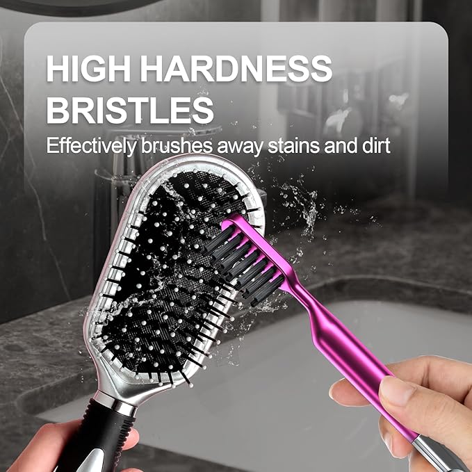 Hair Brush Comb Cleaning Tool Comb,2-in-1 Hair Brush Cleaner Tool, Portable Remover Rake for Removing Hair Dust, Home and Salon Use(Pink)