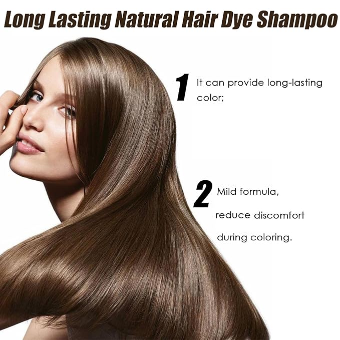 Nourishing Plant-Based Hair Color,Single Agent Floral Dye,Long Lasting Natural HairDye Shampoo,Plant Single Dose Floral Fragrance Dye,Plant Based HairDye for Gray Hair Coverage Women (Dark Brown)