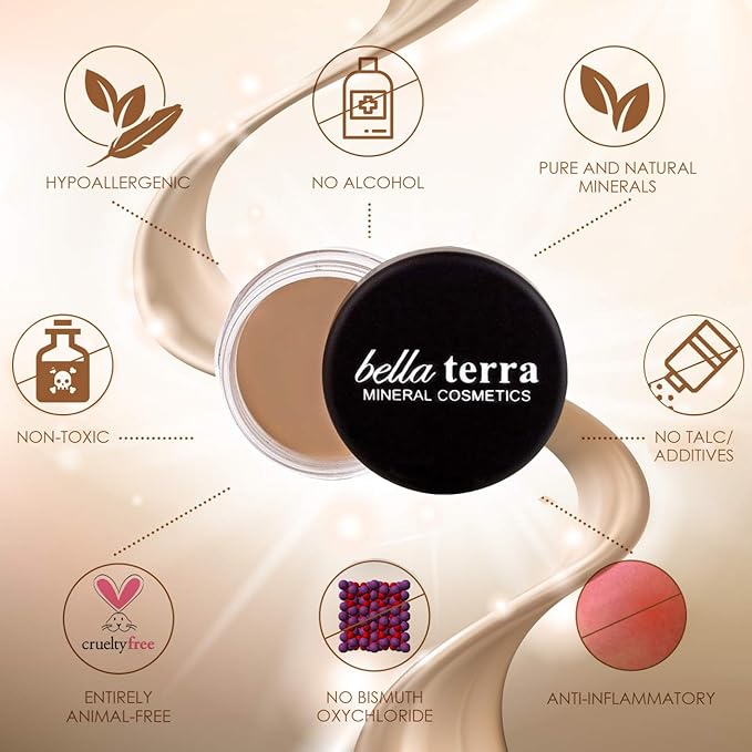 BellaTerra Cosmetics Eye Primer for Eyeshadow | Long-Lasting Shadow Base & Eyelid Concealer for Dark Circles & Veins | Matte Finish | Fragrance-Free for Sensitive Skin | .32 oz Crease-Proof Formula